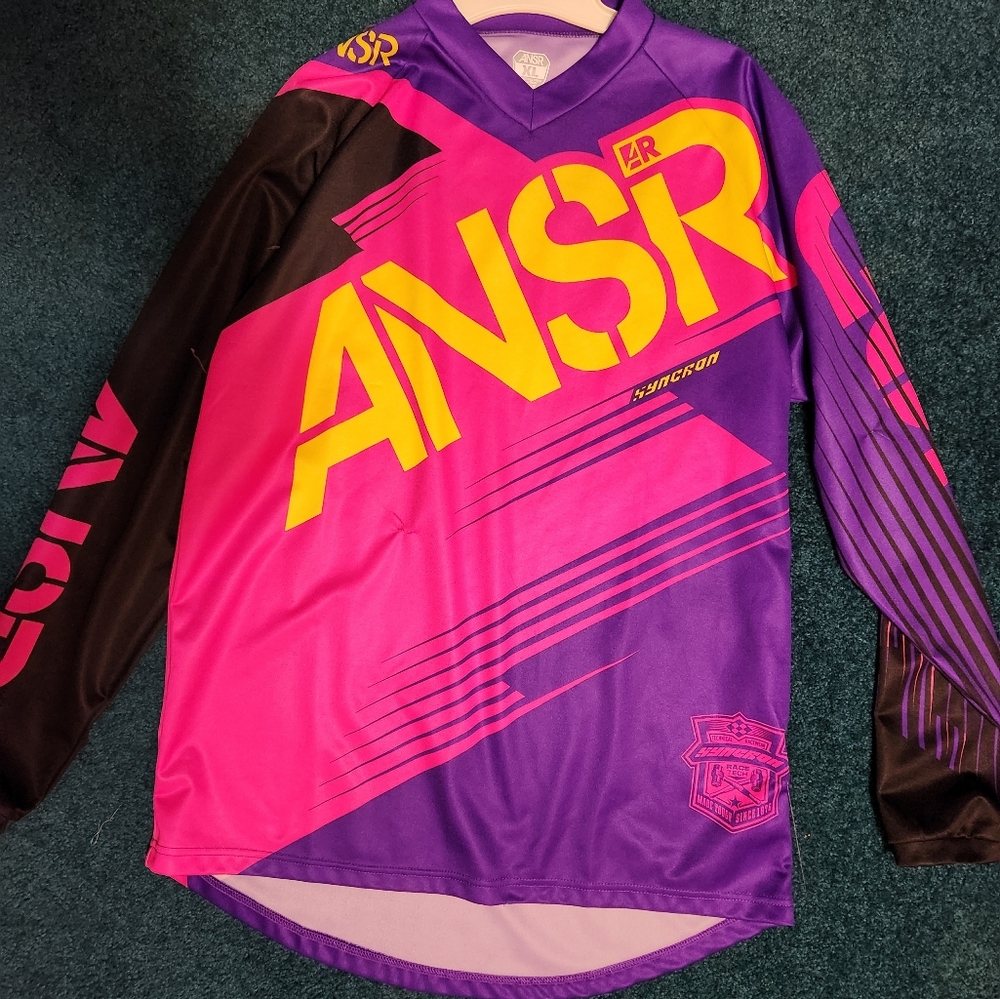 Womens Answer XL motocross jersey, pink and purple.